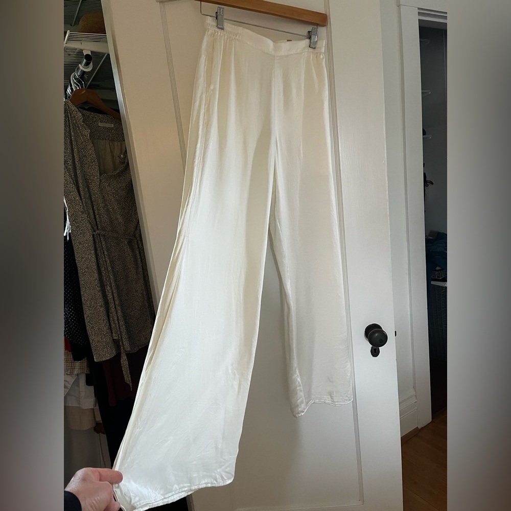 White pajama pants. 100% silk.